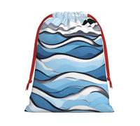 Waves lapping at the rocks Print Holiday Drawstring Bag, Treat Pouch Wrap,Reusable Event Favor,Daily Storage Bag S