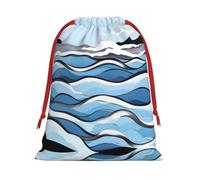 Waves lapping at the rocks Printed Drawstring Flannel Bag, Holiday Wrapping Bag Birthday Bag