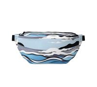 Waves lapping at the rocks Prints Adjustable running waist bag crossbody bag lightweight and comfortable suitable for fitness jogging travel