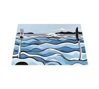 Waves Lapping at The Rocks PVC Woven placemats are Printed and can add Decoration to Your Dining Table.