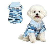 Waves lapping at the rocks S Pet Hawaiian Shirt for Small Dogs-Cute Summer Beach Outfit for Puppy, Soft Breathable Cat Clothes with Buttons