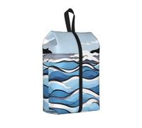 Waves Lapping at the Rocks Shoe Bag for Travel-Waterproof Shoe Organiser for Suitcase, 3 in 1 Storage Pouch for Gym Trainers