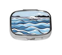 Waves Lapping at The Rocks Square mini Pill Box, Travel Pill Box, can be Put into Wallet or Pocket to Store a Variety of Small Items
