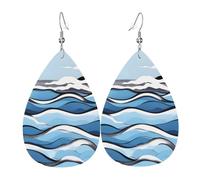 Waves lapping at the rocks Teardrop-shaped leather earrings, clothing decoration, suitable for festival parties, holidays and daily life