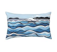 Waves lapping at the rocks Velvet Pillow Cover 20x36-Ultra Soft Plush Cushion Case with Hidden Zip, Decorative Throw Pillow Cover