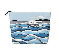 Waves Lapping at The Rocks Versatile Travel Toiletry Bag - Fake Hemp Makeup Bag for Multi-use - Cosmetic Accessories Organizer