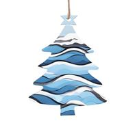 Waves lapping at the rocks Wooden Tree Ornaments Christmas Tree Shape 4 PCS, Hanging Decorative Pendants, Vintage Design for Holiday