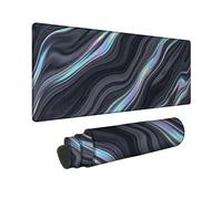 Waves Large Mouse Pad, Abstract Modern Sparkles Lines None Black Rubber Non Slip Keyboard and Mousepad Idea for Home Office Desk Laptop Gamers Gift 16x36 Inch