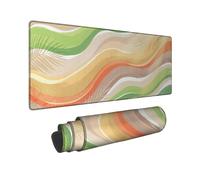 Waves Large Mouse Pad, Tropical Modern Leaves Lines Summer Green Rubber Smooth Desk Aesthetic Long Pad Mat Desk Decor for Office Home Dorm Laptop 16x36 Inch