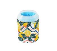 Waves Line Yellow Lemon Portable Paw Cleaner with Silicone Brush Soft Essential For All Pets Owners for Dogs Cats
