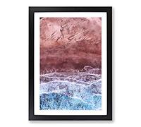 Waves Meeting The Beach Painting Framed Print | A2 Black Framed Wall Art | Ready to Hang | Modern Beach Picture | Living Room Bedroom Lounge Office