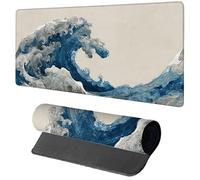 Waves Mouse Mat 1600x800x3mm, Gaming Mouse Pad Japan, Large Desk Mat Non-Slip Rubber Base XXL Mousepad with Stitched Edge, Gaming Accessories Keyboard Mousepad, for Computer Accessories Laptop D-5632