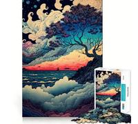Waves of The Sunset 1000 Piece Jigsaws for Adults Brain Recall Game Tight Interlock No Gaps Calming Mental Break Activity (38x52cm)