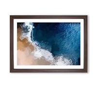 Waves on The Beach in Bali in Abstract Framed Print | A2 Walnut Framed Wall Art | Ready to Hang | Abstract Beach Picture | Living Room Bedroom Lounge Office