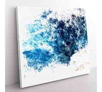 Waves on the Beach in Bali Watercolour Modern Canvas Wall Art Print Ready to Hang, Framed Picture for Living Room Bedroom Home Office Décor, 35x35 cm (14x14 Inch)