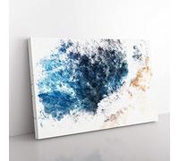 Waves On The Beach In Bali Watercolour Modern Canvas Wall Art Print Ready to Hang, Framed Picture for Living Room Bedroom Home Office Décor, 50x35 cm (20x14 Inch)