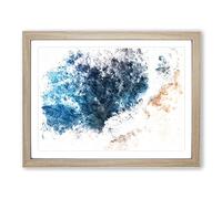 Waves On The Beach In Bali Watercolour Modern Framed Wall Art Print, Ready to Hang Picture for Living Room Bedroom Home Office Décor, Oak A2 (64 x 46 cm)