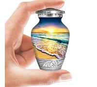Waves on The Beach Keepsake Urn for Adult Human Ashes | Handcrafted Funeral Memorial | Seascape Funeral Decorative Cremation urn for Women and Men
