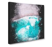 Waves on the Beach Paint Splash Modern Canvas Wall Art Print Ready to Hang, Framed Picture for Living Room Bedroom Home Office Décor, 20x20 Inch (50x50 cm)