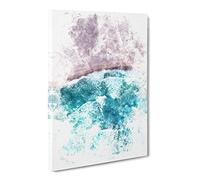 Waves On The Beach Watercolour Modern Canvas Wall Art Print Ready to Hang, Framed Picture for Living Room Bedroom Home Office Décor, 24x16 Inch (60x40 cm)