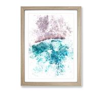 Waves On The Beach Watercolour Modern Framed Wall Art Print, Ready to Hang Picture for Living Room Bedroom Home Office Décor, Oak A3 (34 x 46 cm)