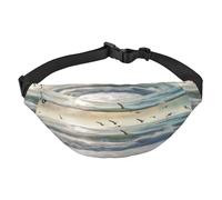 Waves on The Beach with Sea Birds Fanny Pack for Men Women Belt Bag Fashion Waist Bag Everywhere Crossbody Bag Wallet Hip Bum Bag with Adjustable Strap Waterproof Chest Bag for Travel Hiking Sports,