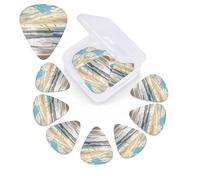 Waves on The Beach with Sea Birds Guitar Picks 12 Pack Plectrums with Organizer Box, 3 Different Thickness Includes Thin Medium Heavy Picks