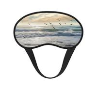 Waves On The Beach with Sea Birds Sleep Eye Mask for Women Men Soft and Comfortable Sleep Mask Blackout Sleeping Eye Cover for Travel Yoga Nap Shift Work