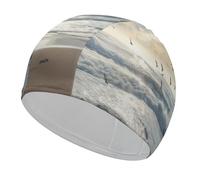 Waves on The Beach with Sea Birds Swim Caps for Long Short Hair, Durable Fabric Swimming Caps for Women Men Non-Slip High Elastic Swim Hats Comfortable Bathing Caps Swimming Hat to Keep Hair Clean