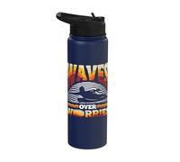 Waves Over Worries Bodyboarding Surfing Mood Stainless Steel Insulated Water Bottle