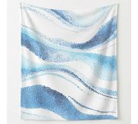 Waves Print Blanket Throws Abstract Geometric Dots Wave Lines Throw Blankets Soft Cozy Fleece Plush Flannel Bedding Blanket for Kids Adults Couch Travel 150 x 180 cm Blue