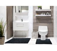 Emma Barclay Waves Pure Cotton Jacquard 2pc Bath set in Black - Mat 50x80cm / Pedestal 50x40cm