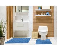 Emma Barclay Waves Pure Cotton Jacquard 2pc Bath set in Cobalt - Mat 50x80cm / Pedestal 50x40cm