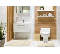 Emma Barclay Waves Pure Cotton Jacquard 2pc Bath set in Cream - Mat 50x80cm / Pedestal 50x40cm