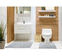 Emma Barclay Waves Pure Cotton Jacquard 2pc Bath set in Silver - Mat 50x80cm / Pedestal 50x40cm