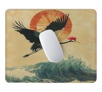 Waves Red Crowned Crane Mouse Mat - 13.39 × 11.02 in, Gaming Mouse Pad g271