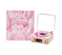 Waves Retro Bluetooth Vinyl Record Player, Aqua Vinyl, The Waves Vinyl Player, Waves Vinyl Bluetooth Speaker (Pink)