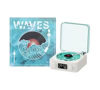 Waves Retro Bluetooth Vinyl Record Player, Aqua Vinyl, The Waves Vinyl Player, Waves Vinyl Bluetooth Speaker (Blue)