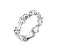 Waves Ring S925 Sterling Silver Sea Plunging Ring Ocean Jewelry for Women-Size 7