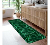 Waves Runner Rug, Modern Contemporary Circles Lines None Green Low Pile Sponge Home Indoor Pattern Carpets Non Shedding for Kitchen Doorway Entryway Bedside Decor 2x6 Ft