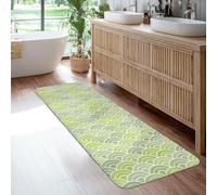 Waves Runner Rug, Modern Contemporary Curves Lines Spring Green Low Pile Sponge Carpets Fade Resistant Home Aesthetic for Kitchen Hallway Laundry Room Entryway Decor 2x6 Ft