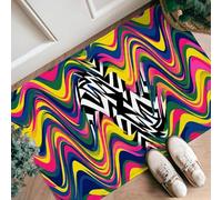 Waves Runner Rug, Modern Vibrant Star Black None Multicolor Non-Slip Doormat Rectangle Throw Rug Non Shedding for Kitchen Entryway Laundry Hallway Decor 2x3 Ft