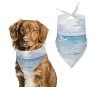 Waves, Sands, and Seagulls' Shadows Pet Scarfs Funny Adjustable Cat Scarves Washable Decorative Pet Triangle Bibs Bandanas for Medium Dog Pets for Pet Daily Wear Parties Modeling