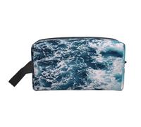 Waves Sea Foam WaterLarge Capacity Cosmetic Organizer，Travel Makeup Bag for Women