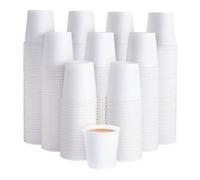 WAVES SHAPING YOUR SUSTAINABLE FUTURE 100 X Disposable White Paper 4Oz Cups 115ml for Espresso Coffee Tea Hot Drinks and Cold Drinks - Great for Serving Samples, Portions as Well as Home Use