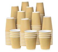 WAVES SHAPING YOUR SUSTAINABLE FUTURE 500 x 12oz Disposable Ripple Kraft Triple-Walled Paper Cups | Leak-Proof & Insulated Brown Coffee Cups | Eco-Friendly Hot Drink Cups for Tea, Coffee, & Catering