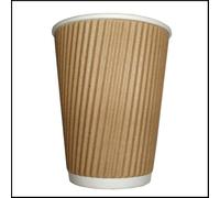 WAVES SHAPING YOUR SUSTAINABLE FUTURE 500 x 8oz Ripple Kraft Triple Walled Disposable Paper Cups Insulated & Eco-Friendly Brown Coffee Cups Hot Drink Takeaway Cups Ideal for Tea, Coffee, and Catering