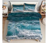 Waves Single Duvet Ocean Single Quilt 7.5 Tog Lightweight Soft Comforter Set, All Seasons Reversible Coverless Microfiber Duvet with 2 Pillowcases Machine WashableT4034