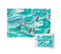 Waves Sketch Seagull Birds,1000 Pieces Wooden Jigsaw Family Game Jigsaw Puzzles for Adults Teens Home Decor
