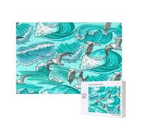 Waves Sketch Seagull Birds,300 Pieces Wooden Jigsaw Family Game Jigsaw Puzzles for Adults Teens Home Decor